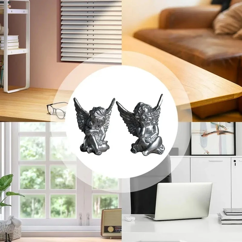 

2pcs Small Angel Figurines Resin Cherubs Crafts