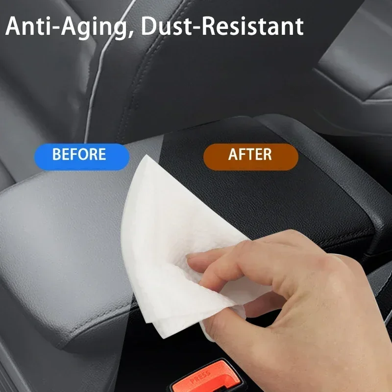 Car Detailing Leather Wipes 3-in-1 Clean Shine Protect for Interior Car Leather Care Quick-Drying Streak Free 80Pcs Accessories