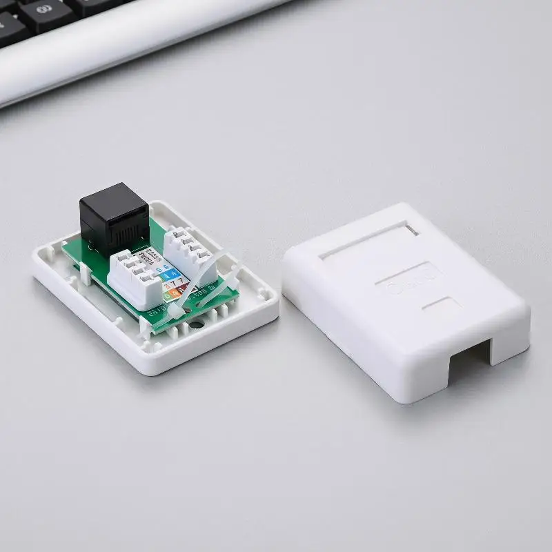 Port Surface Mount Box High Strength ABS Face Plate Keystone Jack for Home Theater Network Equipment Setup