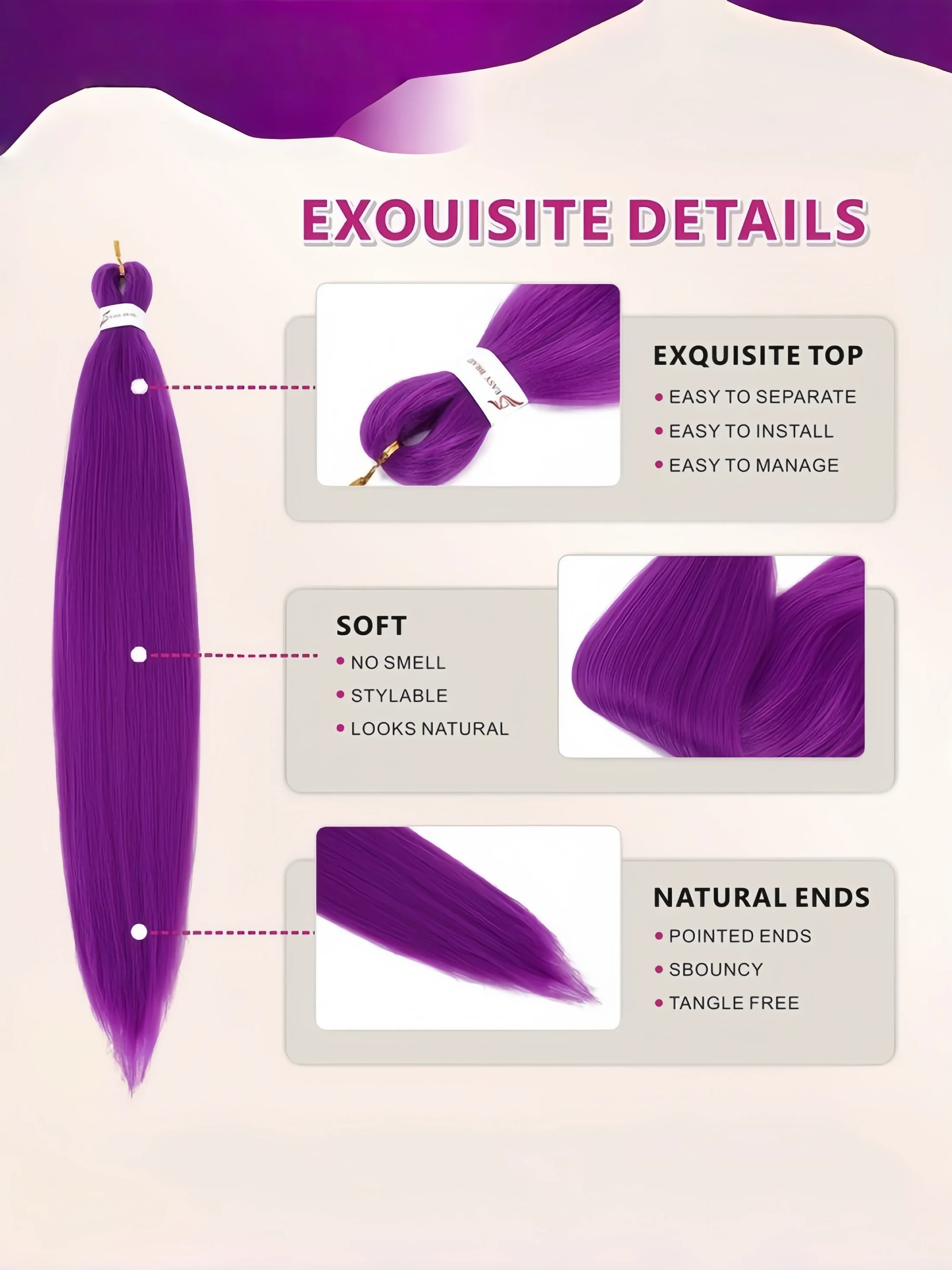 Anime Character Purple Long Hair Fishbone Braid Hairpin Ponytail Artificial Wig |   High Temperature Resistant Fiber, Curly Waves, Holiday Clothing, Holiday Hair Accessories, Black Friday, Suitable for Girls, Women.