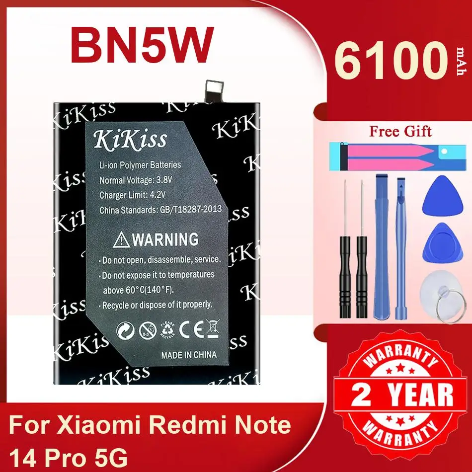 

Аккумулятор Kikiss 6100 мАч BN5W для Xiaomi Redmi Note 14 Pro 5G