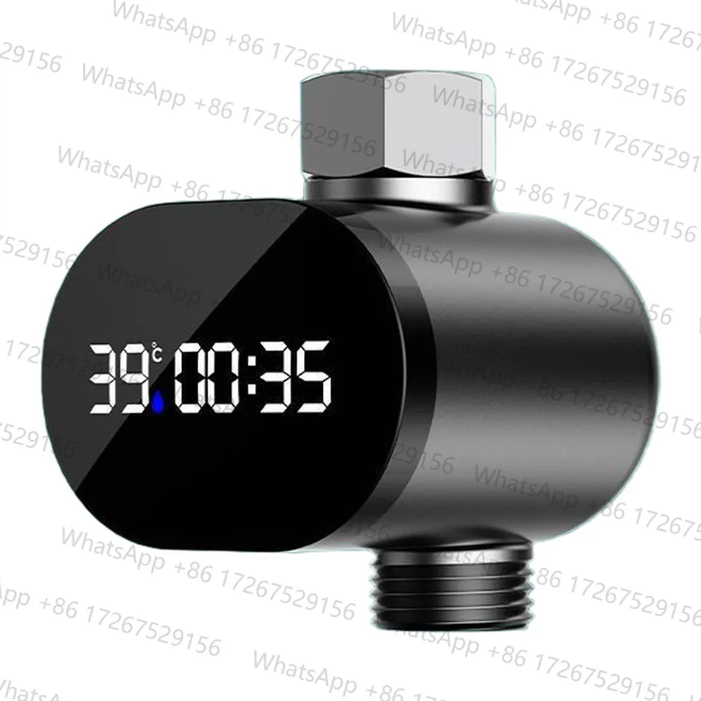 Water Flow Powered LED Shower Temperature Display with Color Changing Indicator for Cold Warm Hot Water Monitoring