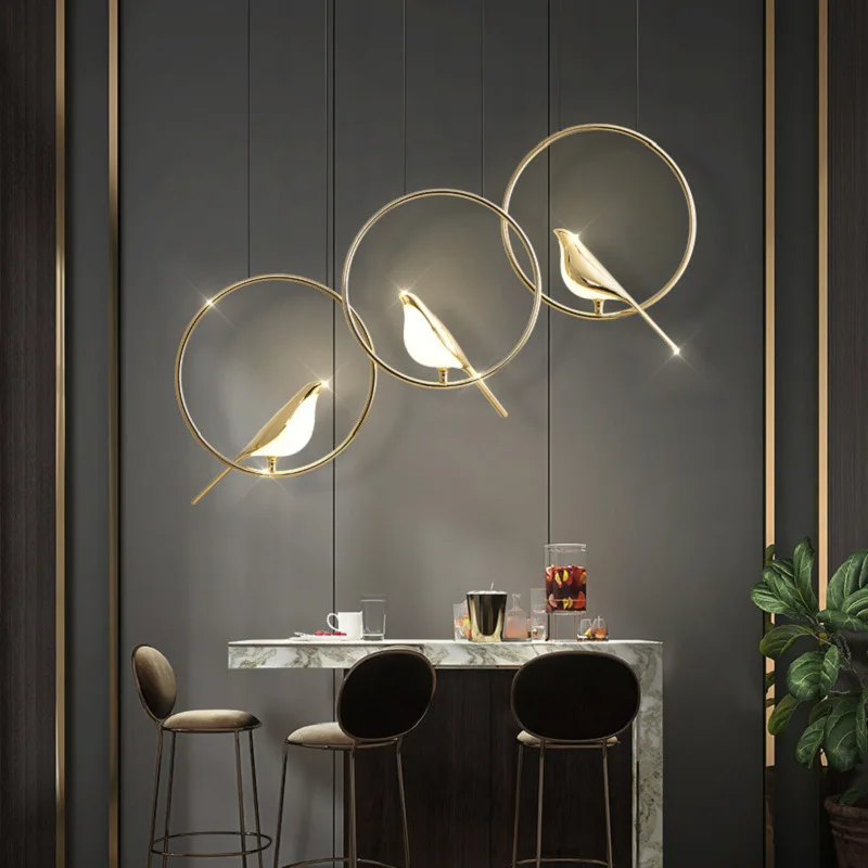 

Ring chandelier Nordic restaurant bird chandelier modern designer art living room lighting bedroom bar light