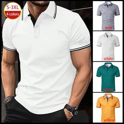 100% Polyester New Men Clothes Summer Short Sleeve Fashion Business Casual Lapel Polo Shirt Logo Print Men Sport Golf Polo Shirt