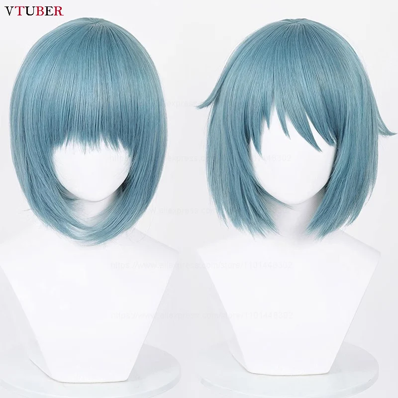 Miki Sayaka Cosplay Wig Anime Sayaka Miki Blue Gray Short Heat Resistant Synthetic Hair Party Role Play Wigs + Wig Cap