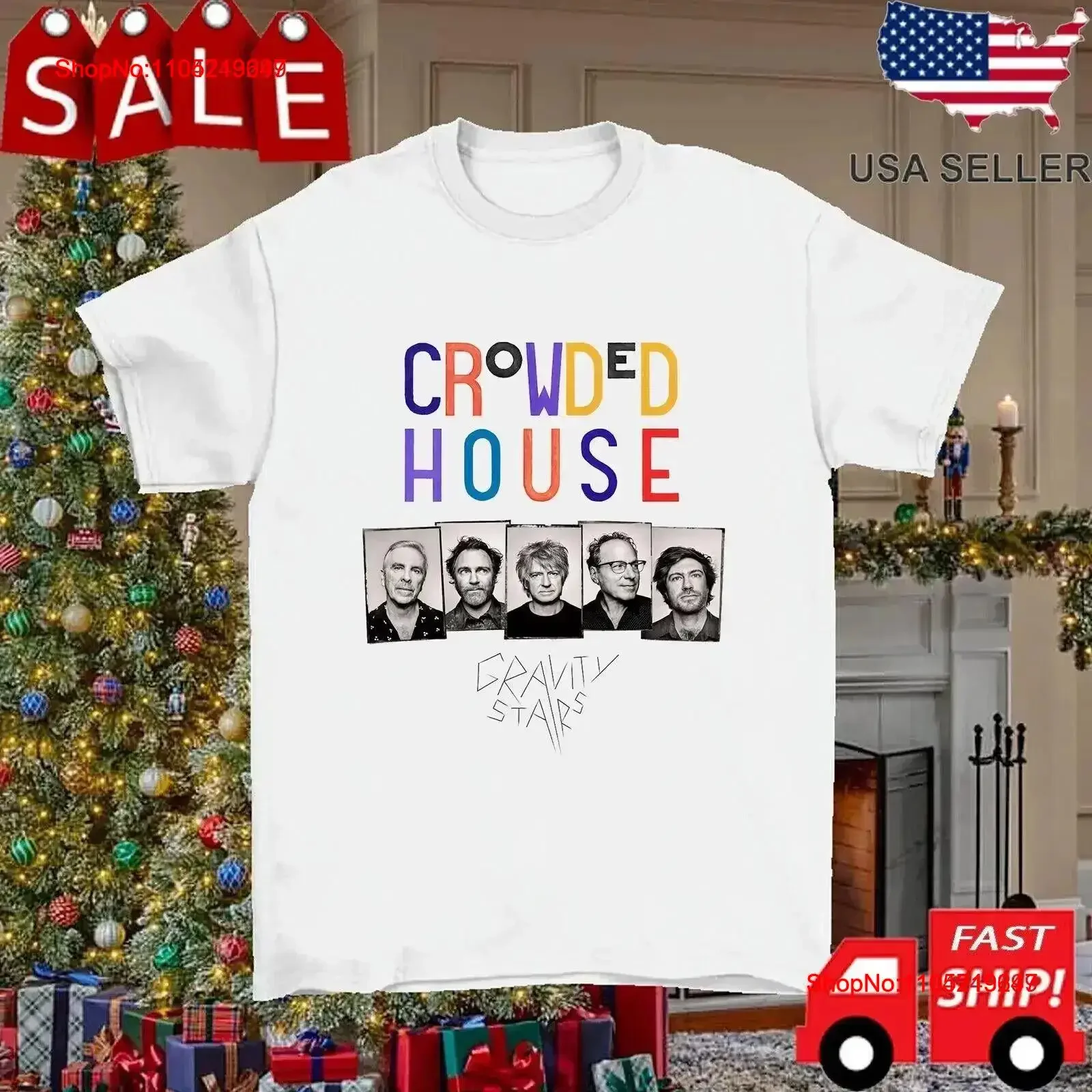 Crowded_House_Gravity_Stairs_t_shirt__round_neck_shirt__father_day_gift vintage Washed Stylish fashion designer clothes
