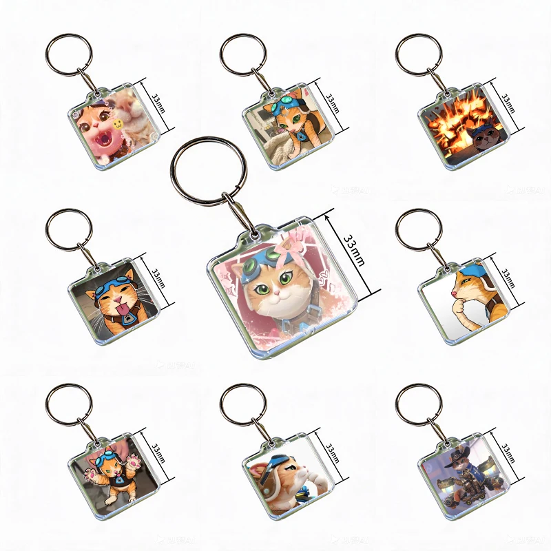 Game K-Kiriko Jetpack Cat Overwatch Acrylic Keychain Handmade Hanging Clothes Backpack Decoration Accessories Gifts with Friends