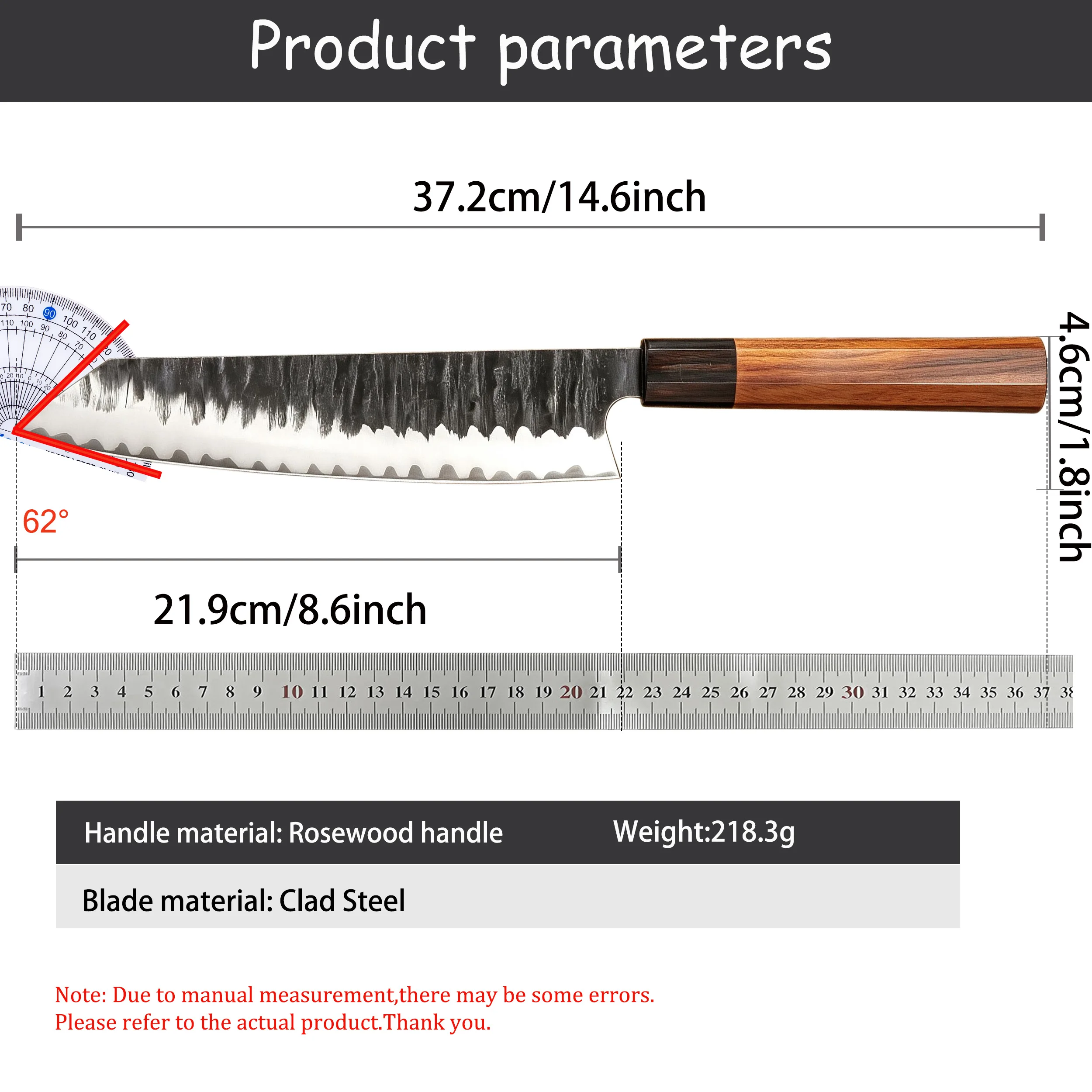 Hand Forged Japanese Kiritsuke Cooking Cutlery, Multi-purpose Kitchen Prep Cutlery for Sushi, Sashimi, Steak, Vegetable