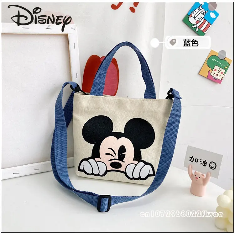 Disney-Bolso cruzado de Mickey para niños y mujeres, bolsa de almacenamiento de gran capacidad, informal, de lona, a la moda