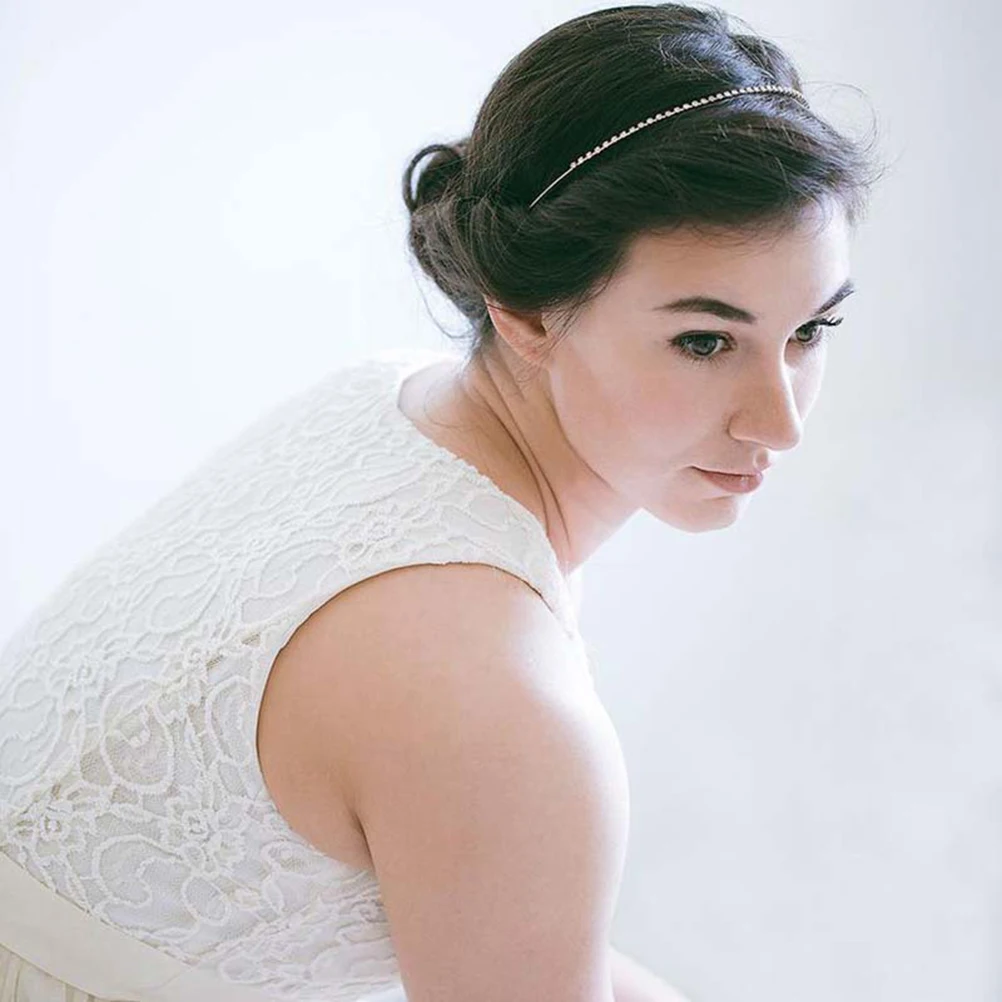 

2Pcs Chic Crystal Hairband Women Brilliant Full Diamond Hoop for Party Banquet Bridal Hair Decoration Silver Women Headband