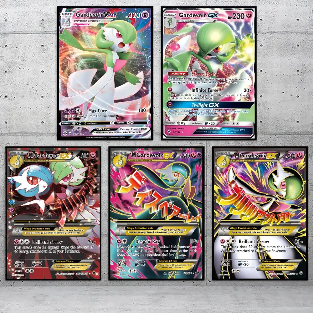

Gardevoir Rare Card Pattern Poster Home Living Bed Room Bar Hallway Sticky Wall Art Printing Waterproof Aesthetic Decor