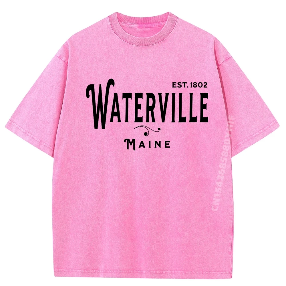 

Сувенирный отзит Waterville Maine, черные футболки с рисунком, мужские футболки высокого качества, мужская мягкая стираная одежда