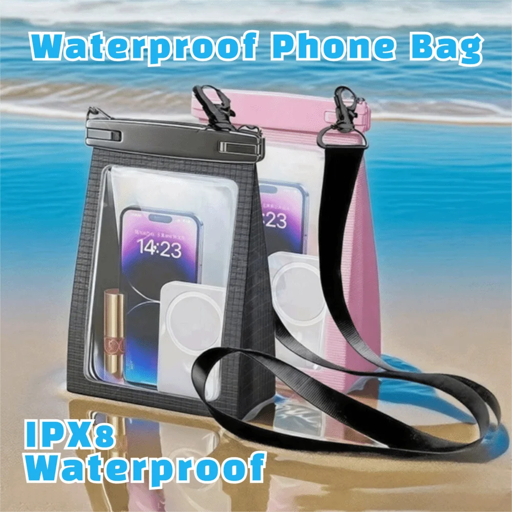 

Touch Screen Waterproof Phone Bag IPX8 Waterproof Adjustable Lanyard Clear Swim Phone Cover Leakproof Stereoscopic