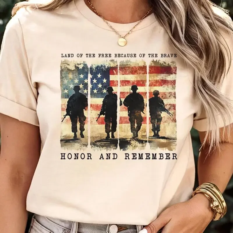T-shirt naturel de la fête des mères, avec drapeau américain patriotique, motif Terre des Braves, pour le Memorial Day