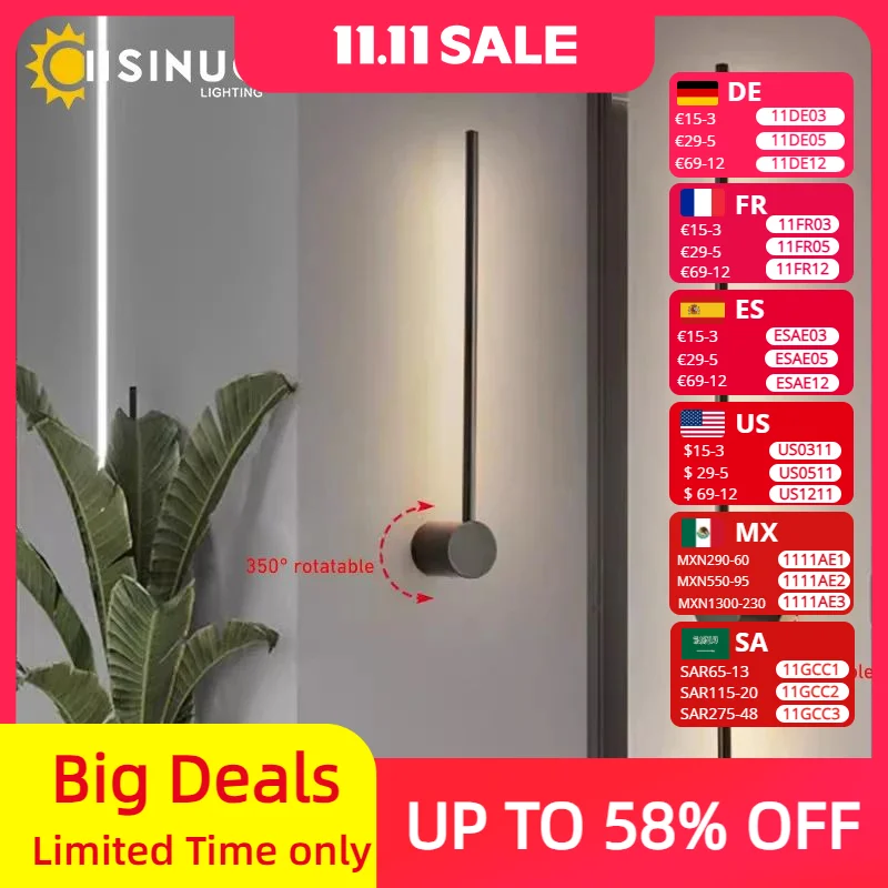 Nordic Minimalist Long Wall Lamp Modern Led Wall light Indoor Living Room bedroom LED Bedside Lamp Home Decor Lighting Fixtures