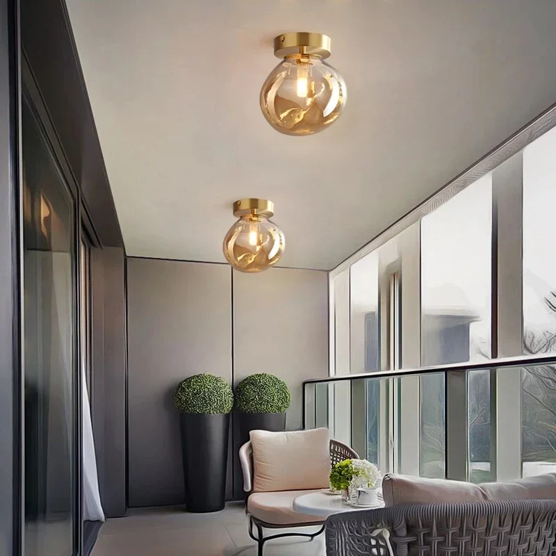 Nordic Ceiling Lighting Minimalist Modern texture LED Glass Ceiling Lamp aisle Corridor Lamp Creative Living Room Lights E27