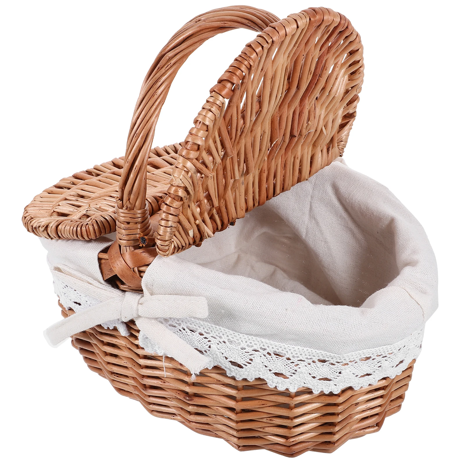 

Large Handwoven Willow Basket with Lid for Picnic Shopping Harvest Storage Container Gardening Vegetables Portable Organizer