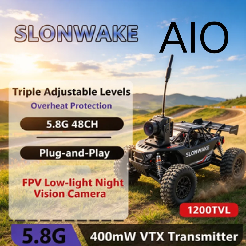 SLONWAKE FPV VTX-CAM AIO 1200TVL Low-Light Night Vision Camera 5.8G 48CH 400mW VTX Transmitter 5-24V OSD 3g Lightweight for RC C