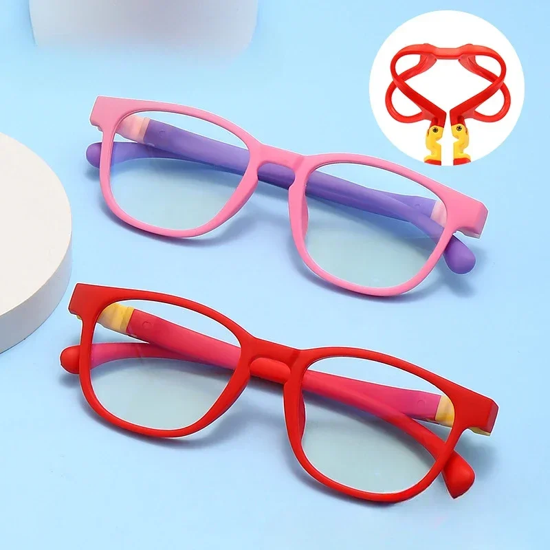 Kids Anti-blue Light Eye Protection Glasses Ultra Light Removable Silicone Frame Children Boys Girls Computer Eyewear Non-toxic