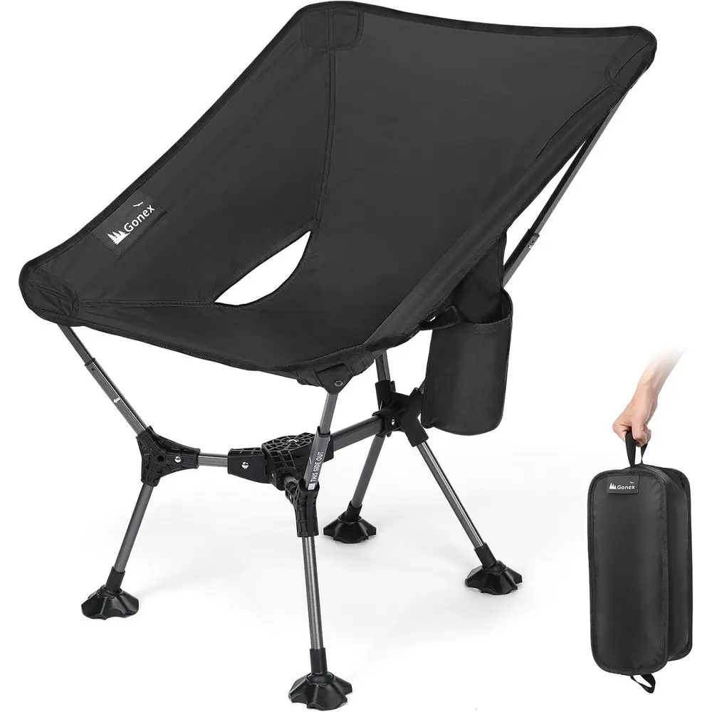 

Lightweight 6th Gen Folding Camping Chair with Anti-Sinking Feet, 17.5 Seat Height, Supports 330lbs for Outdoor Activities (Blac