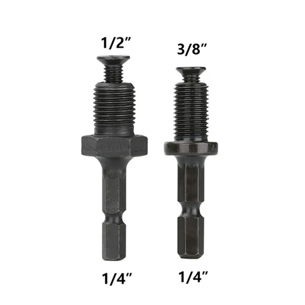 1/2 Pcs Drill Chuck Adaptor 1/4 Inch Hex Shank Adapter To 1/2inch 3/8 Inch Male Thread Electric Drill Bits Quick Change Converte