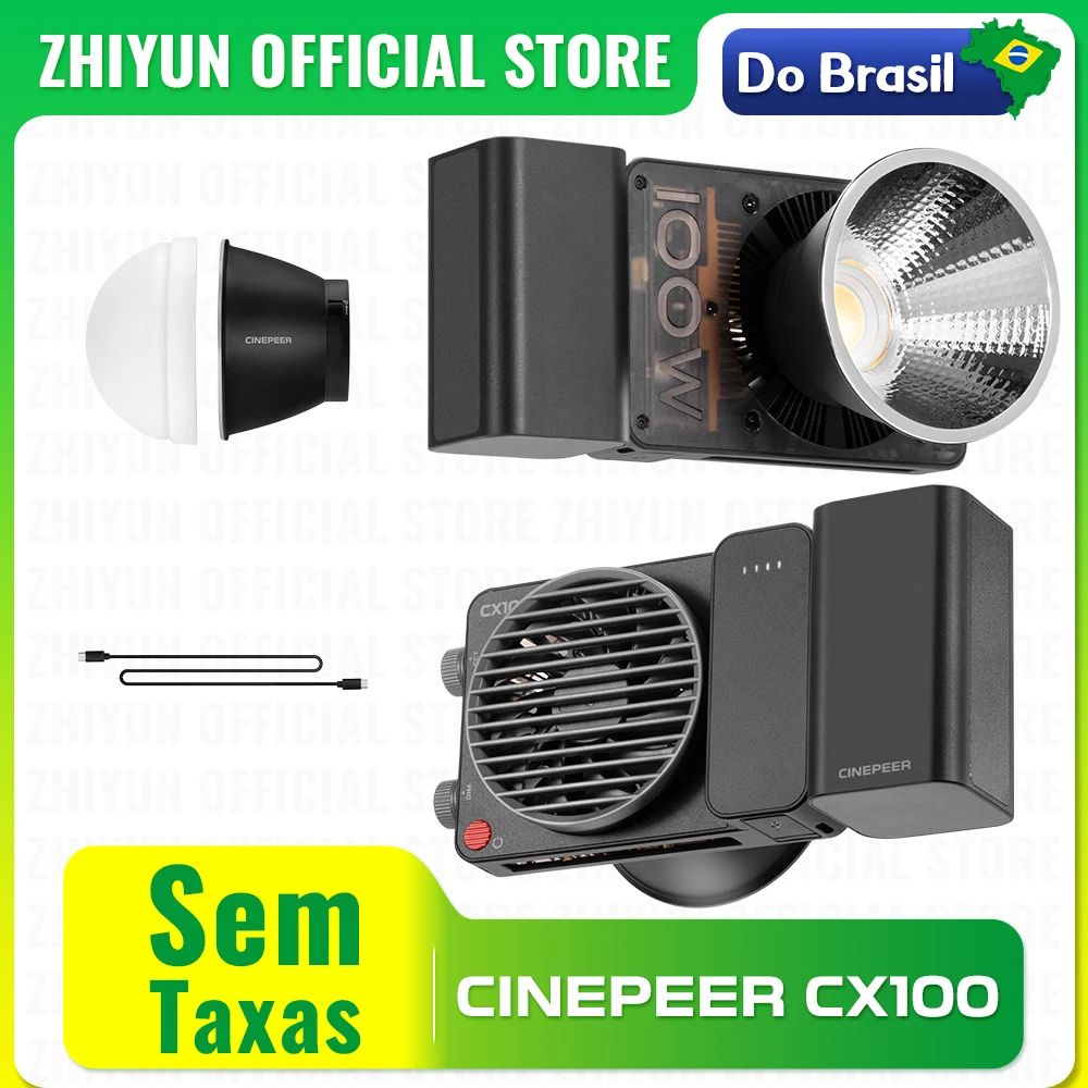 Do brasil sem taxa ZHIYUN-Handheld Pocket Video LED Light, COB Light, Photo Fill Iluminação, Iluminação de Fotografia, CX100 Oficial, 100W