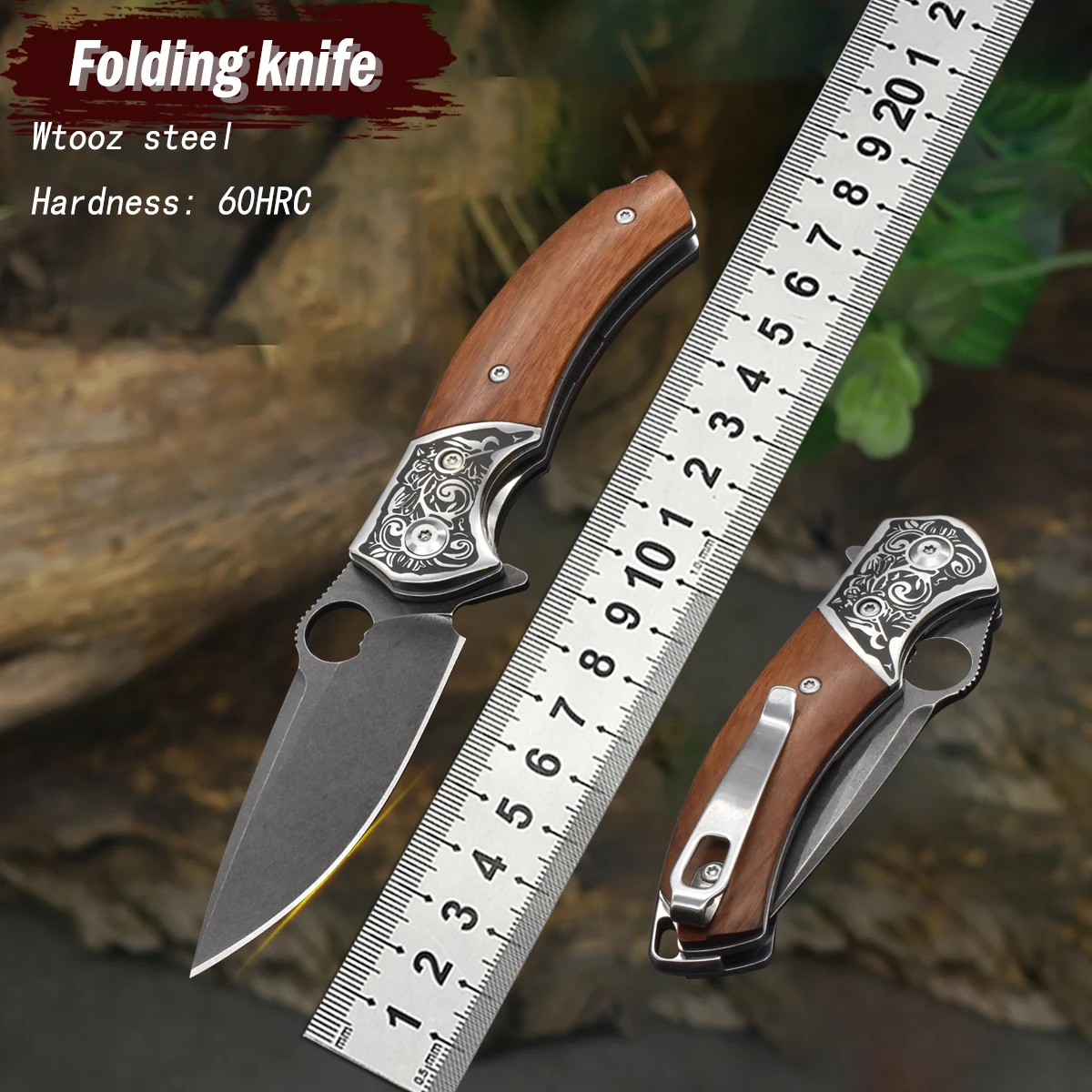 

Складной нож из стали Wootz с подшипником, для выживания на природе, охоты, рыбалки, туризма, фруктовый нож, портативный EDC