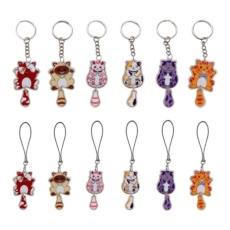 Cartoon Acrylic Keychain Print Keyring Bag Ornament for Mobile Decoration