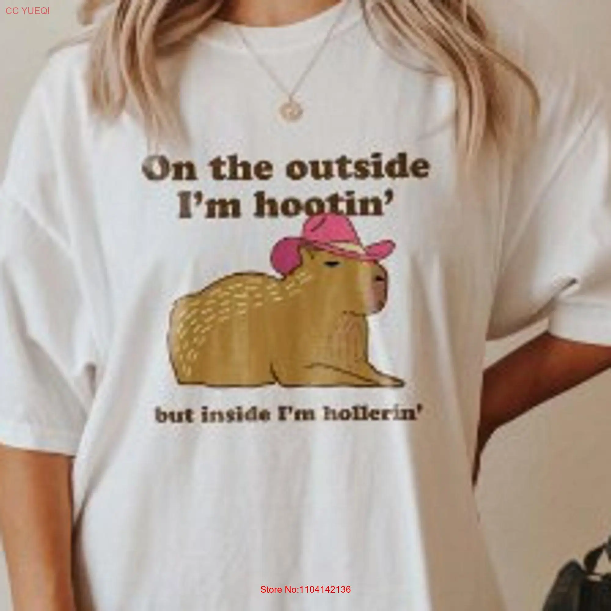 Hootin Outside Howlin' Within A Capybara Mental Health T Shirt Western long or short sleeves