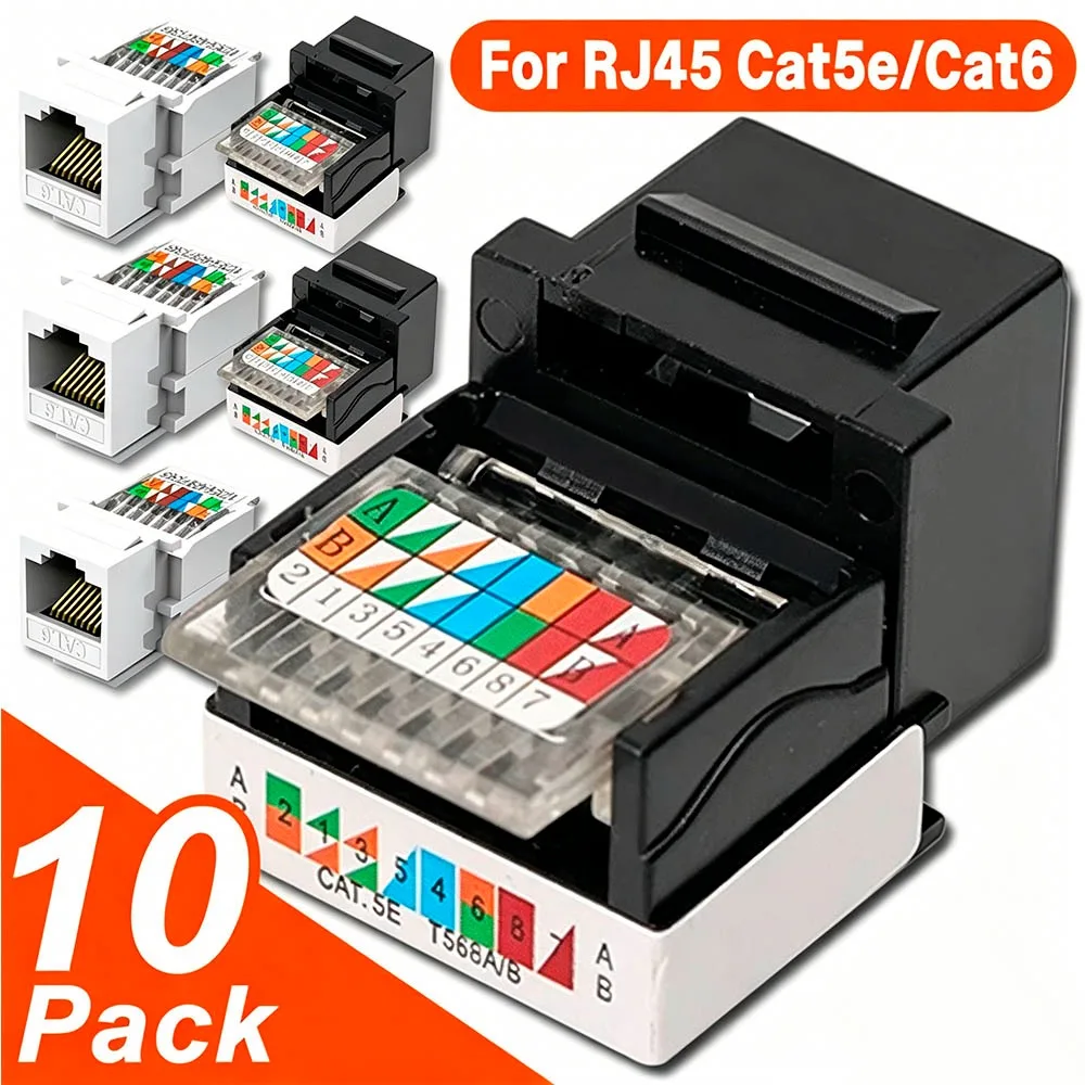 RJ45 Module Coupler Ethernet Module Female Jack Wall Adapter for RJ45 Cat6/Cat5e Ethernet Keystone Jack No Punch-Down Cat6/Cat5e