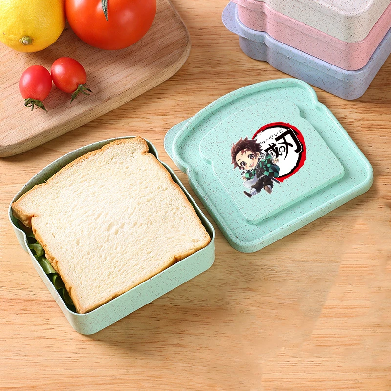 

Demon Slayer Kimetsu No Yaiba Breakfast Bread Box Toast Boxes Portable Sandwich Bento Case Cartoon Anime Food Lunch Boxes Gifts