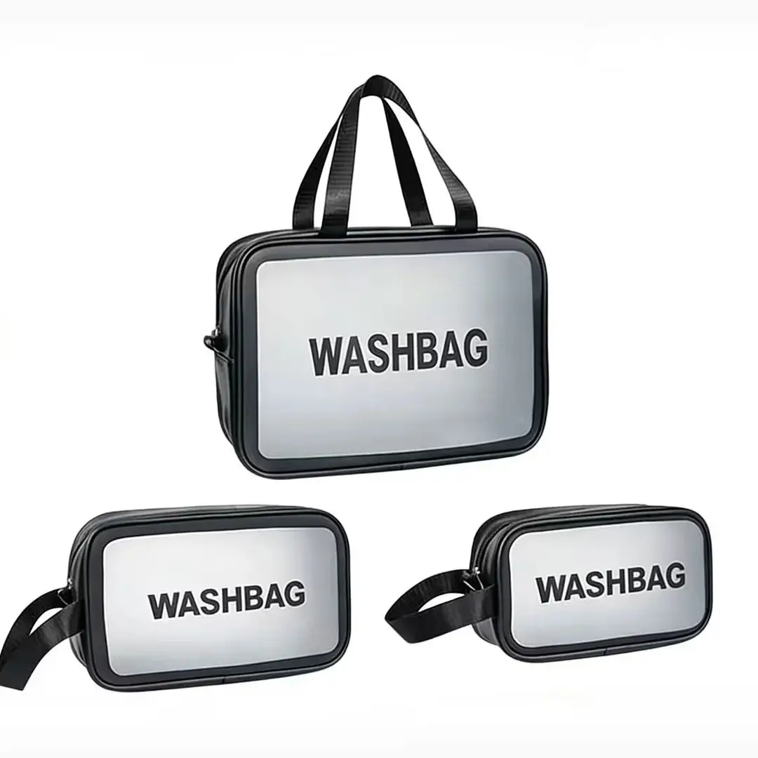 Bolsa de Cosméticos Impermeable Transparente de PVC de una Sola Capa HOMEFISH, Bolsa de Maquillaje de Viaje Portátil de Gran Capacidad a Prueba de Polvo