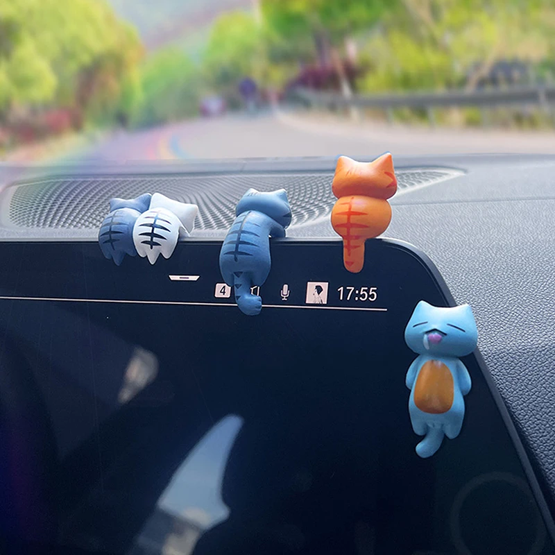 6Pcs/set Cartoon Kawaii Cats Crafts Funny Cat Doll Ornaments Home Decoration Accessories Car Center Console Interior Decoration image 2