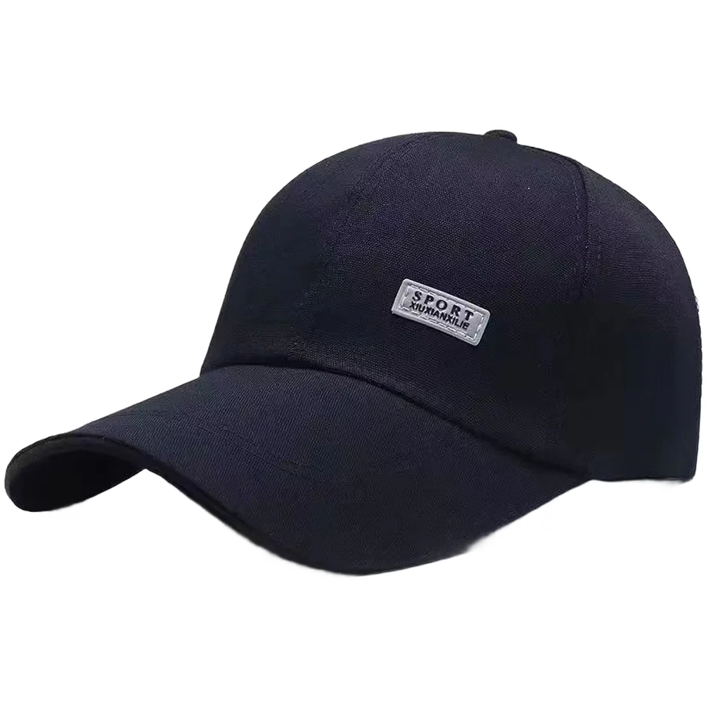 Extended Brim Baseball Cap UV Protection Sun Hat Breathable Canvas Outdoor Sports Cap For Men Women Black