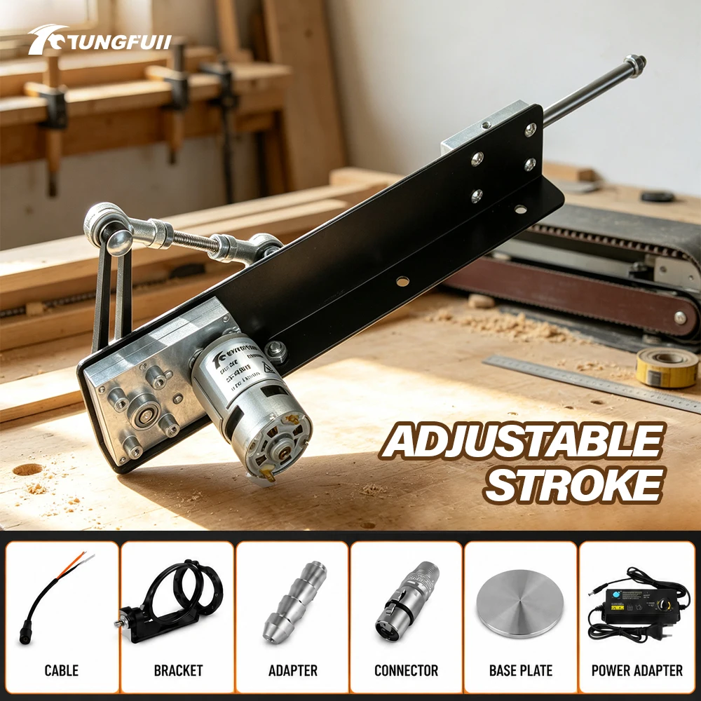 TUNGFUII DC24V Reciprocating Linear Actuator 6-20cm Adjustable Stroke Telescopic Rocker Gear Motor Kit For DIY Automation