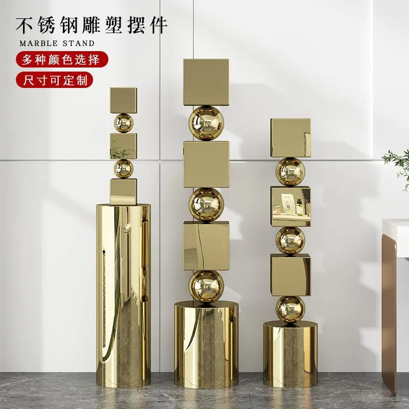 L Light luxury modern stainless steel sculpture desktop living room decoration model room soft decoration art decoration