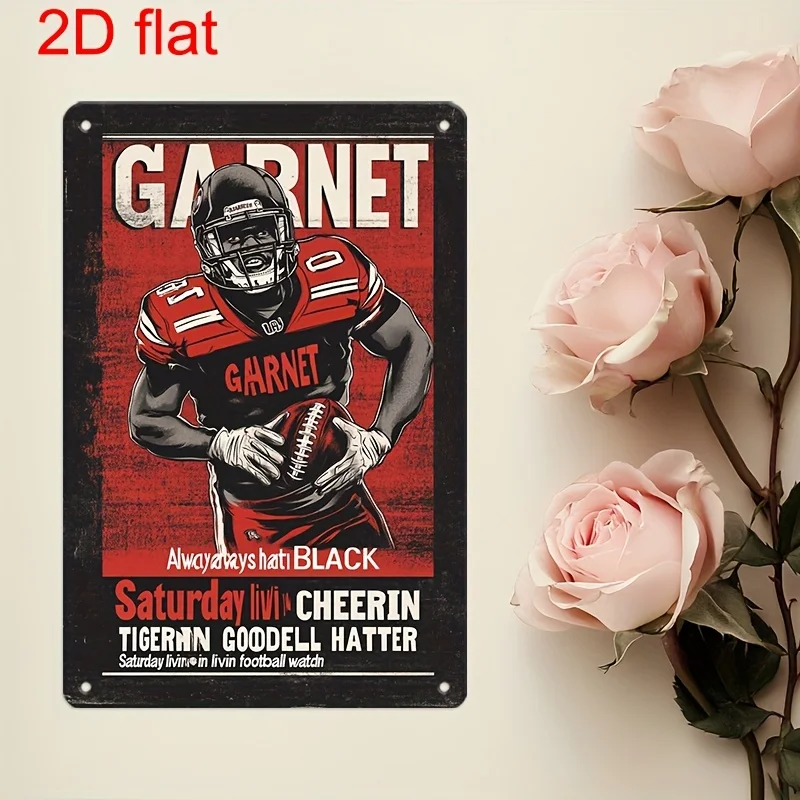 Retro Metal Football Player Wall Art Sign - Vintage Sports Decor with Pre-Drilled Holes,  Durable for Indoor/Outdoor Home, Offic