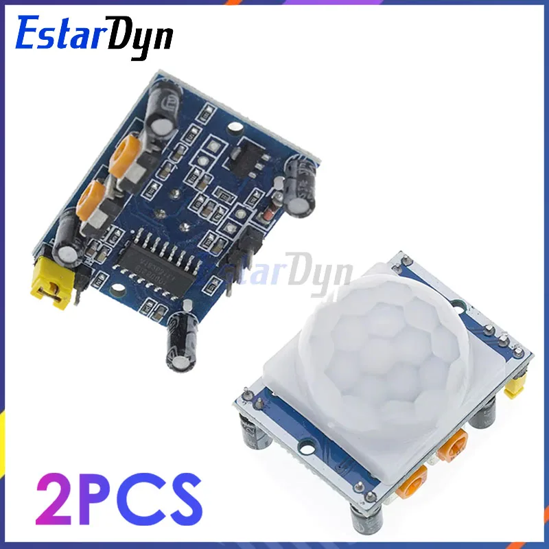 2PCS HC-SR501 PIR Motion Sensor Module Human Body IR Detector for RPi, Auto Lighting & Security System