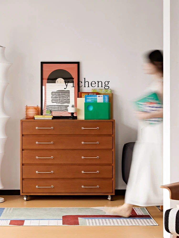 

XL solid wood retro chest of drawers large capacity storage living room storage bedroom bedside cabinet