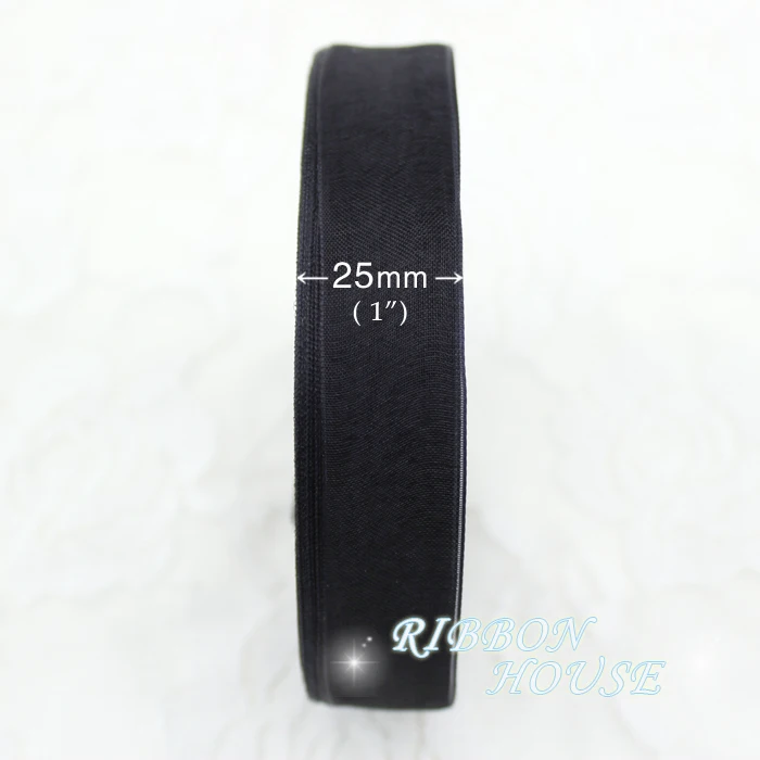 (50 yards/roll) 1\'\'(25mm) black organza ribbons gift wrapping decoration ribbons Wholesale