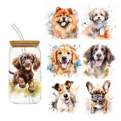 LETOP 1PCS Colorato Simpatici Cani Tazza Wrap Trasferimenti Adesivi Personalizzati Per Il Vetro Può Avvolge Cane Uv Dtf Wrap