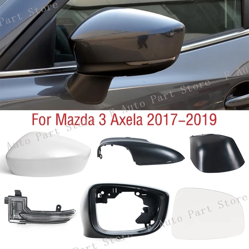 Luz de señal de giro para espejo lateral de coche, lente de cristal, marco de espejo retrovisor, cubierta de Base inferior para Mazda 3 Axela M3 2017 2018 2019