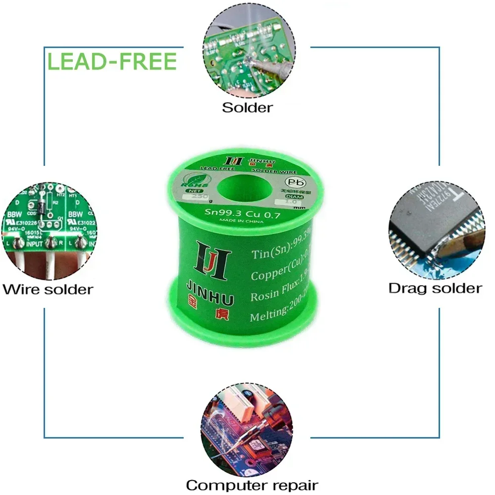 Lead-free Solder Wire SN99.3 Cu0.7 Environmental Protection tin Wire Flux Reel Welding line Soldering Wire Roll High Purity