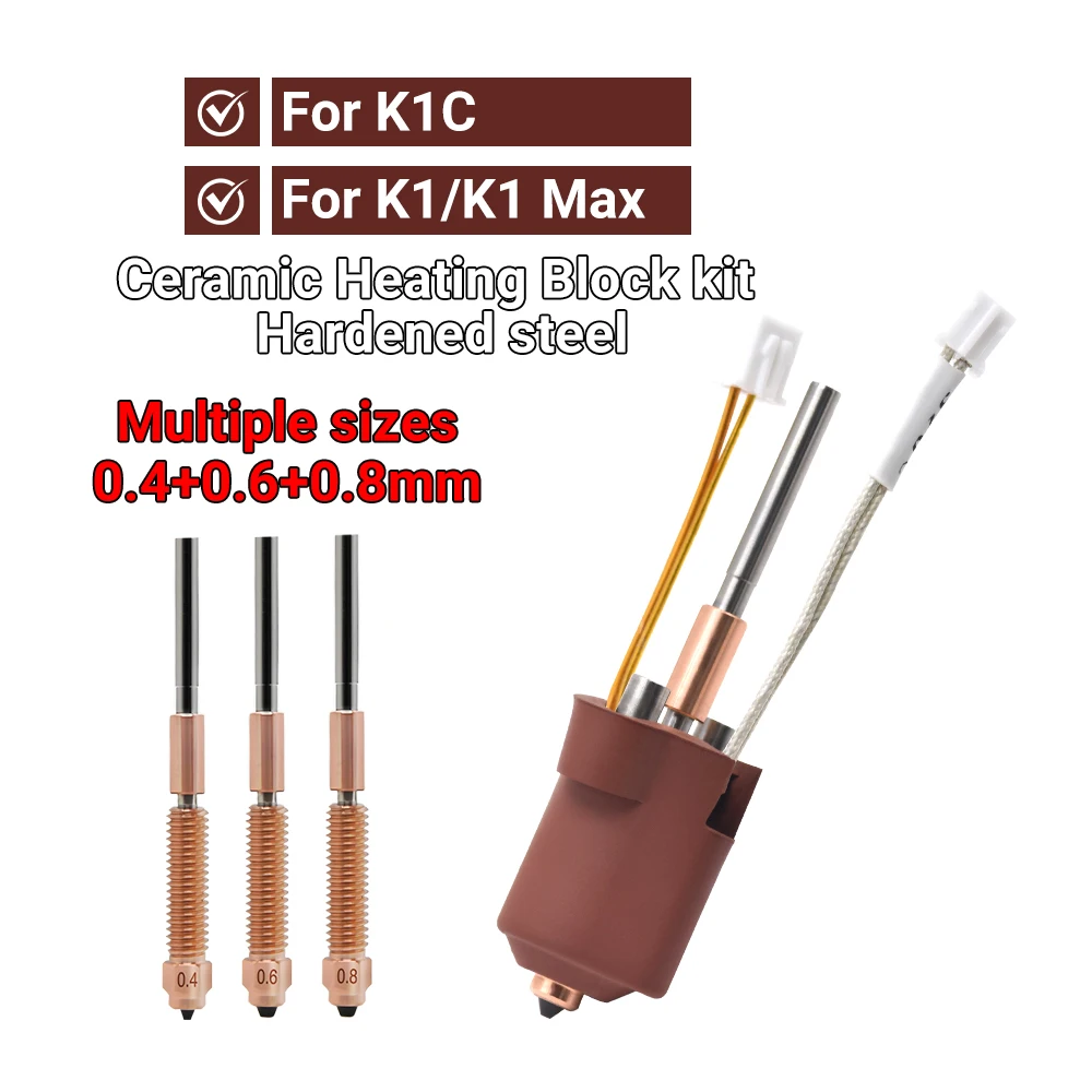 

Для K1C K1 Max Hotend керамический нагревательный блок, комплект деталей 3D-принтера, комплект насадок с быстрой заменой, термостойкость, Hotend