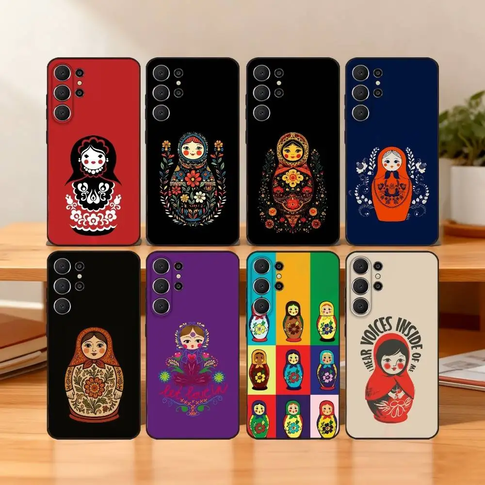 

Russian Art Matryoshka Phone Case For Samsung S25,S24,S21,S22,S23,S30,Ultra,S20,FE,Lite,10,9,Black Cover