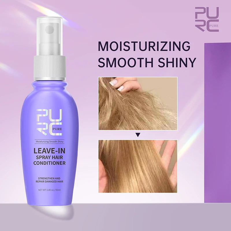 55ml PURC Leave-In Hair Spray Conditioner Coconut Oil Repair Damaged Frizz Treatment Oil Straightening Shiny Smooth Hair Care