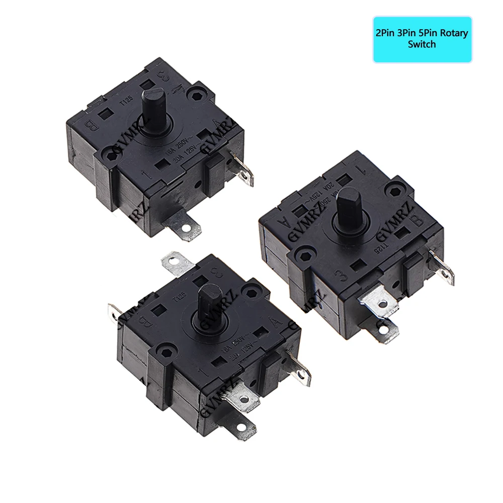 2Pin 3Pin 5Pin Rotary Switch Selector AC 250V 16A Radiator Electric Room Heater Position