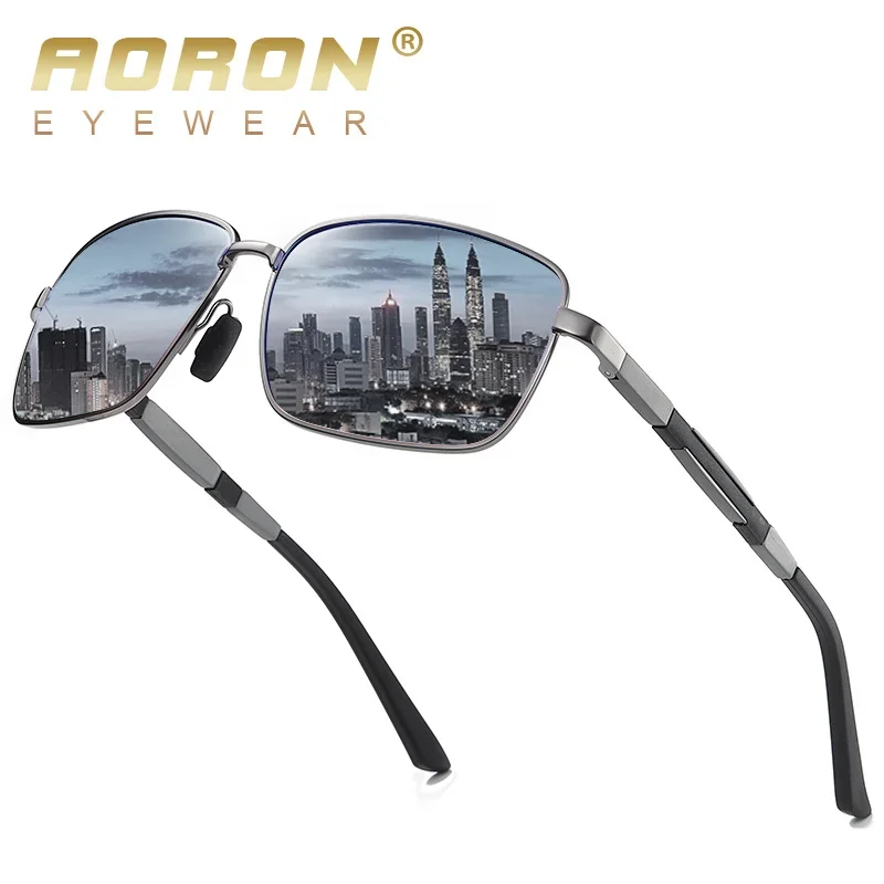 AORON New Mens Polarized Sunglasses Driver Driving Sun Glasses Classic Fashion Square Sunglasses High Quality UV400