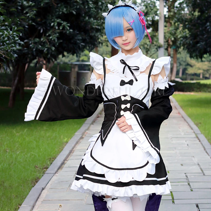 New Re:Zero kara Hajimeru Isekai Seikatsu Re Life in a different world from zero Rem Ram Cosplay Maid Dress Wig Women Costumes