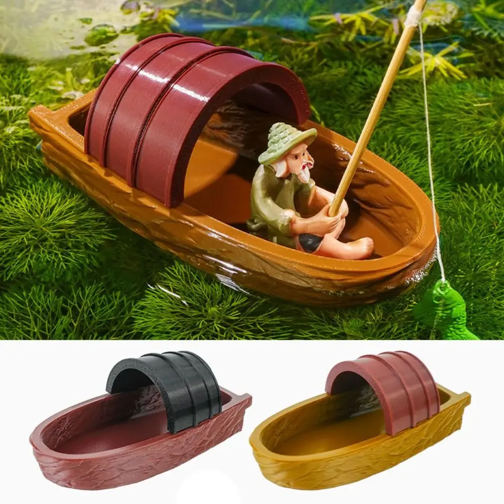 PETG Fish Tank Decoration Floating Mini Handmade Floating Boat Handmade Micro Landscape Miniature Set